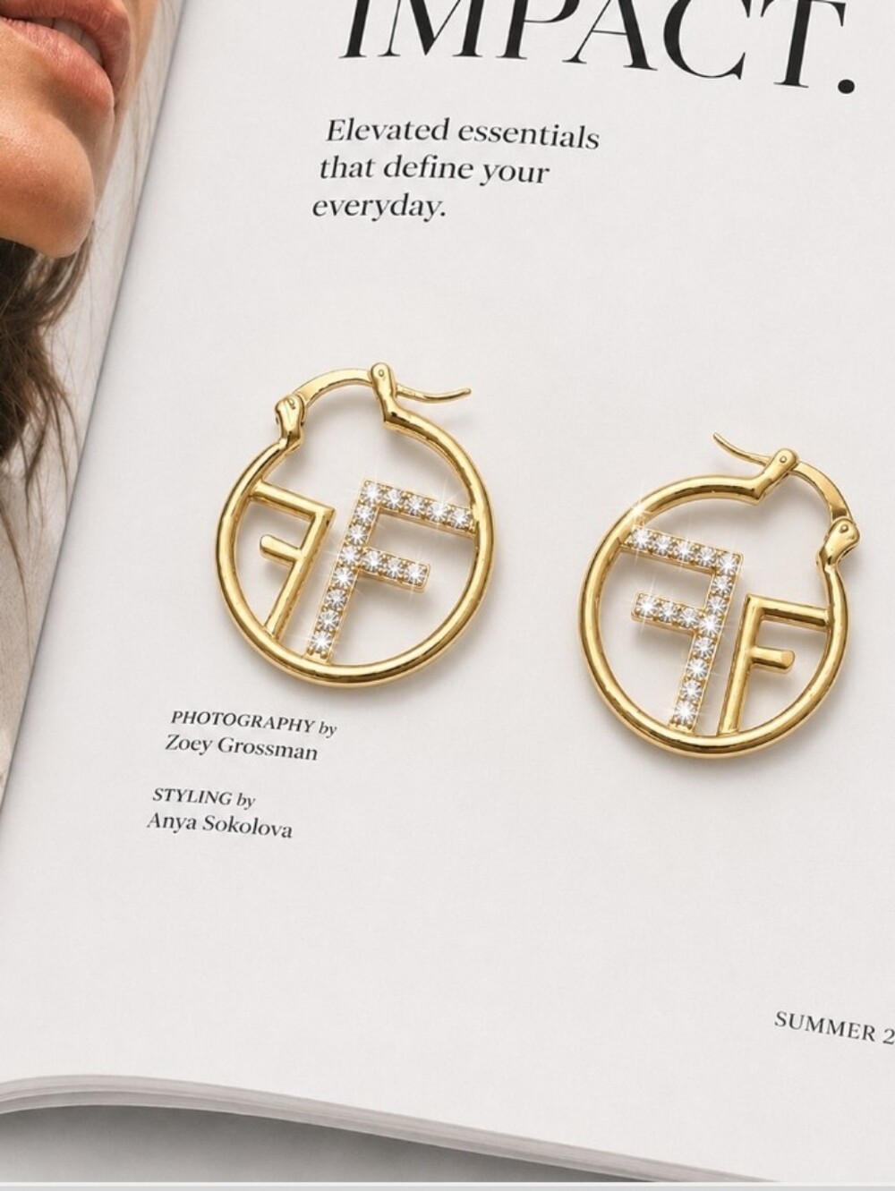 Gold Letter F Hoop Earrings